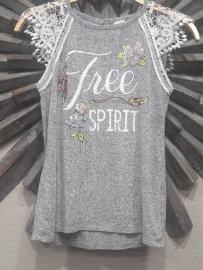 Arizona Jean Company Gray 'Free Spirit' Lace-Trim Tank Top